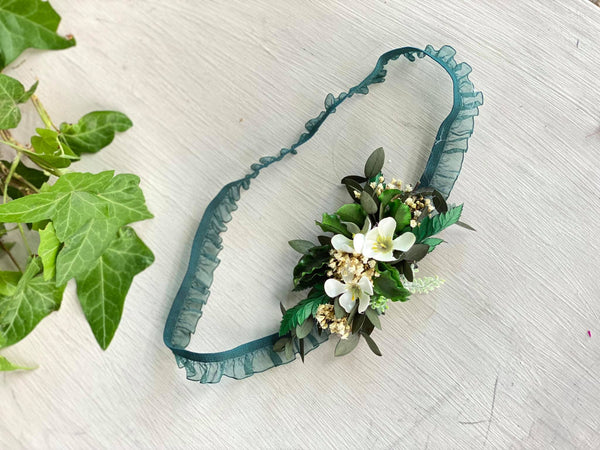 Greenery flower garter Dark teal bridal garter Bride to be Wedding accessories Bride to be Toss garter Magaela Uni size garter Customisable