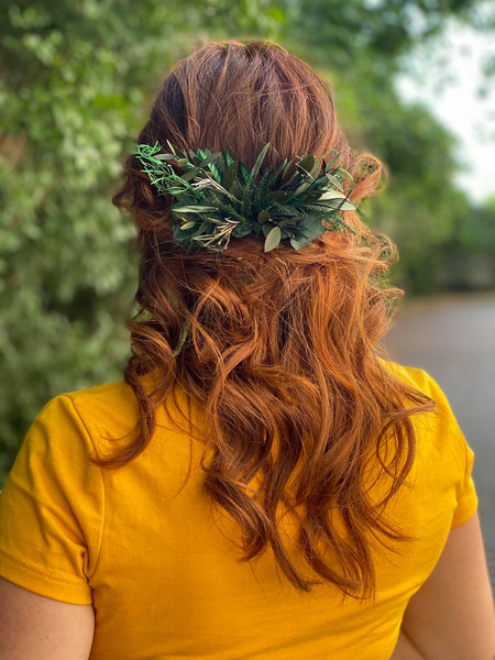 Woodland hair comb Forest wedding comb Bride to be Greenery rosemary hair comb Eucalyptus Natural green flower comb Magaela handmade