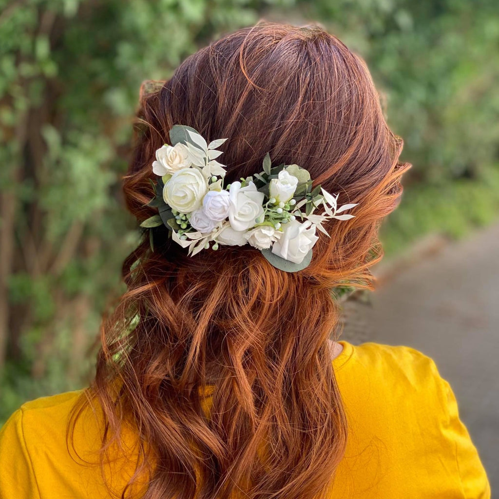 Green flower clearance hair piece