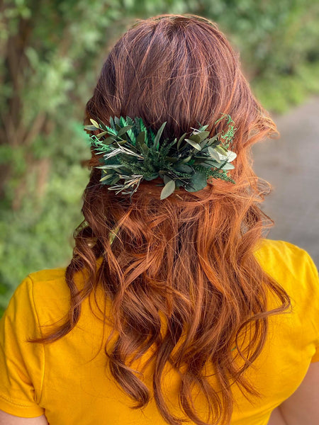 Woodland hair comb Forest wedding comb Bride to be Greenery rosemary hair comb Eucalyptus Natural green flower comb Magaela handmade