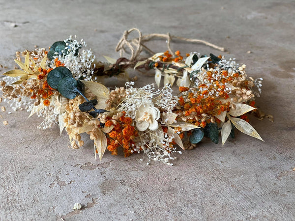 Burnt orange and ivory flower crown