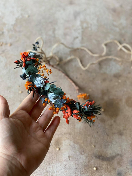 Burnt orange autumn flower wreath