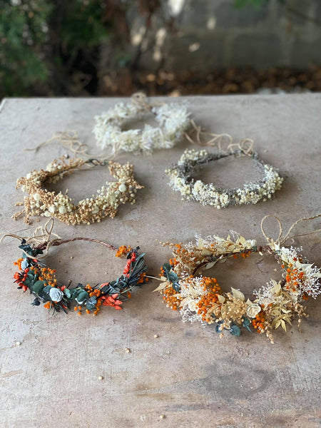 Burnt orange autumn flower wreath