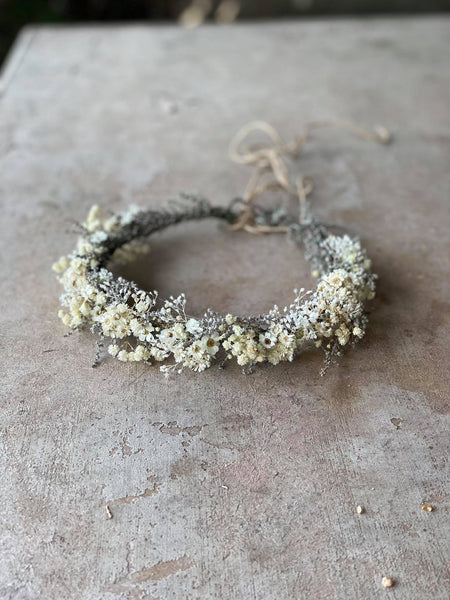 Natural ivory flower crown Preserved baby's breath bridal headpiece Beige wedding accessories Dried flowers Magaela Bridal hair flowers