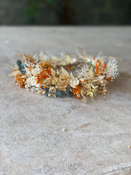 Burnt orange and ivory flower crown