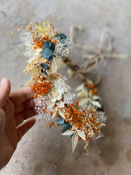 Burnt orange and ivory flower crown