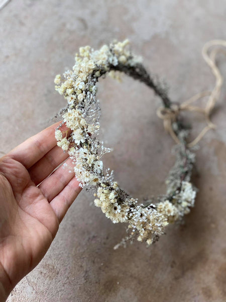 Natural ivory flower crown Preserved baby's breath bridal headpiece Beige wedding accessories Dried flowers Magaela Bridal hair flowers