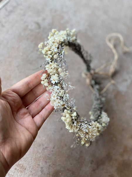 Natural ivory flower crown Preserved baby's breath bridal headpiece Beige wedding accessories Dried flowers Magaela Bridal hair flowers