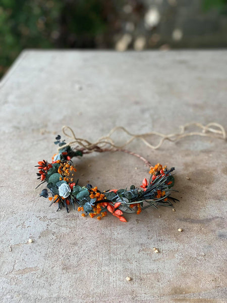 Burnt orange autumn flower wreath