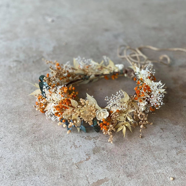 Burnt orange and ivory flower crown