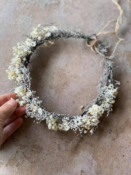 Natural ivory flower crown Preserved baby's breath bridal headpiece Beige wedding accessories Dried flowers Magaela Bridal hair flowers