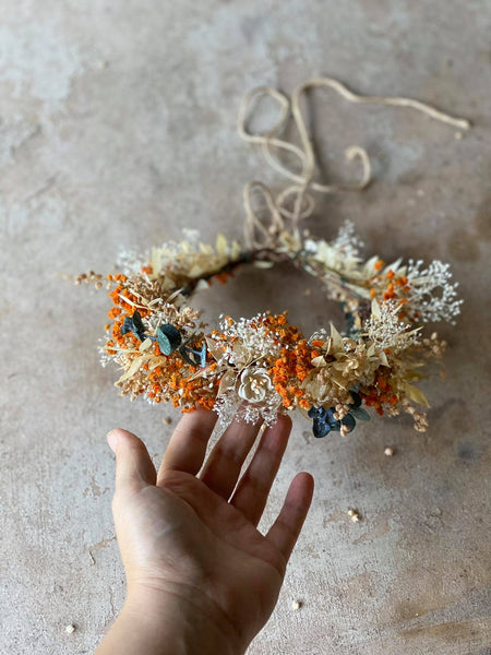 Burnt orange and ivory flower crown