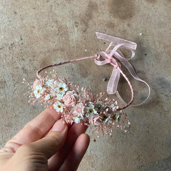 Newborn flower wreath Children's photo props Blush Baptism flower crown Baby hair crown Toddler photoshoot Magaela Wedding crown for baby