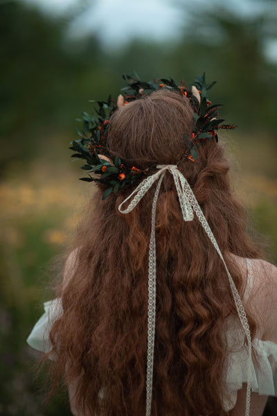 Autumn flower hair wreath Burnt orange headpiece Fall wedding accessories Boho wedding hair crown Magaela Bride to be Greenery Bride to be