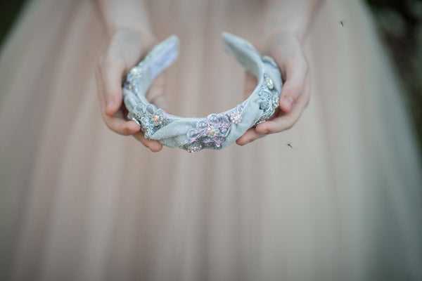 Silver glamour fabric headband