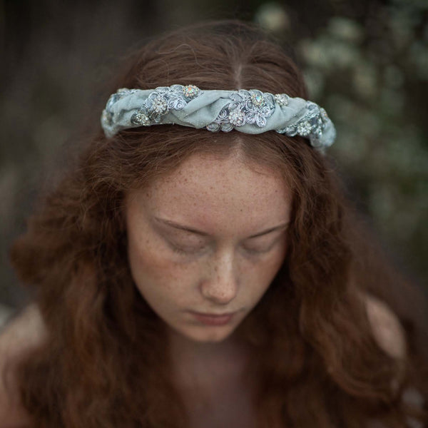 Silver glamour fabric headband
