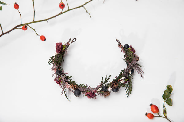 Woodland flower half wreath