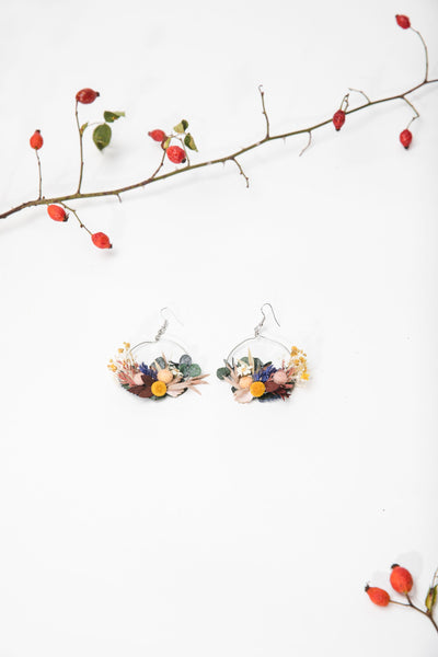 Autumn circle flower earrings