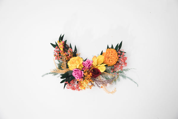Autumn Frida Kahlo inspired hair vine Bridal flower headpiece Fall wedding Colourful flower hair vine Wedding hairstyle Autumn hair pins
