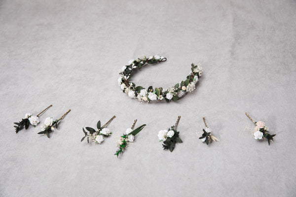 Romanic bridal half wreath and hairpins