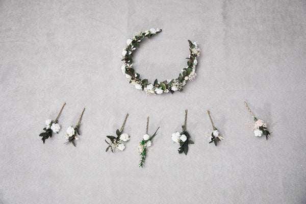 Romanic bridal half wreath and hairpins