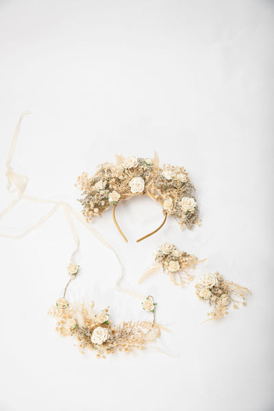 Ivory flower Frida Kahlo style crown