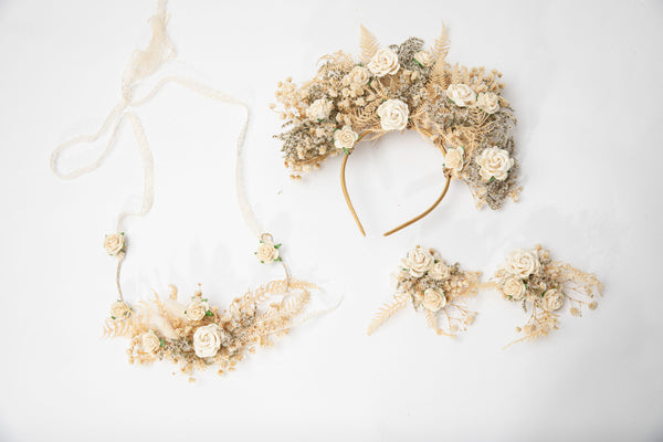 Ivory flower Frida Kahlo style crown