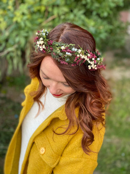 Natural woodland hair wreath Winter woodland headpiece Bridal accessories Christmas photoshoot Forest accessories Handmade Customisable