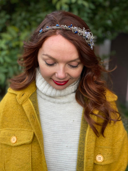 Winter flower headband Blueberries hairband Bridal headpiece Flower girl Frozen berries Customisable headdress Magaela Jewelry Gift for her