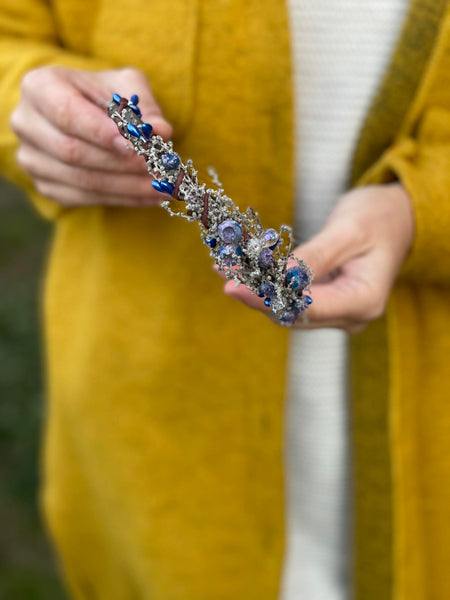Winter flower headband Blueberries hairband Bridal headpiece Flower girl Frozen berries Customisable headdress Magaela Jewelry Gift for her