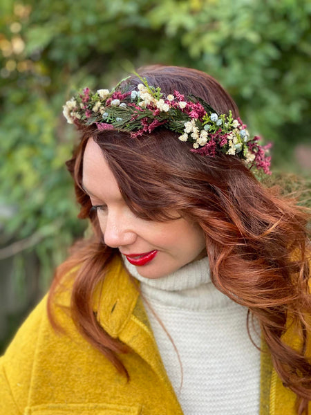 Natural woodland hair wreath Winter woodland headpiece Bridal accessories Christmas photoshoot Forest accessories Handmade Customisable