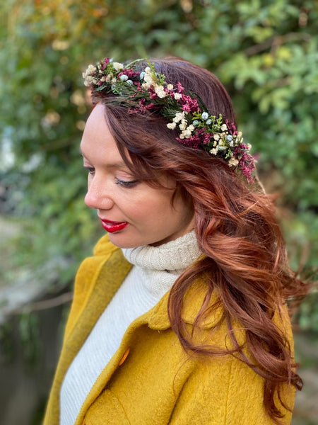 Natural woodland hair wreath Winter woodland headpiece Bridal accessories Christmas photoshoot Forest accessories Handmade Customisable