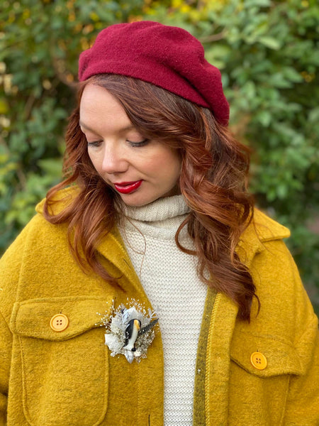 Winter brooch with penguin Flower brooch Winter photoshoot Happy feet jewellery Wedding Magaela accessories Winter jewelry Brooch for coat