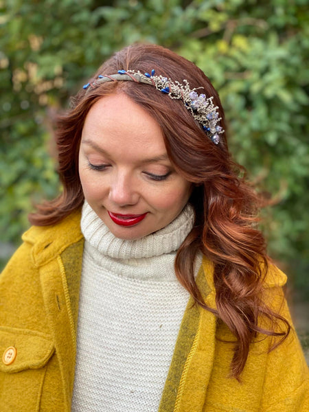 Winter flower headband Blueberries hairband Bridal headpiece Flower girl Frozen berries Customisable headdress Magaela Jewelry Gift for her