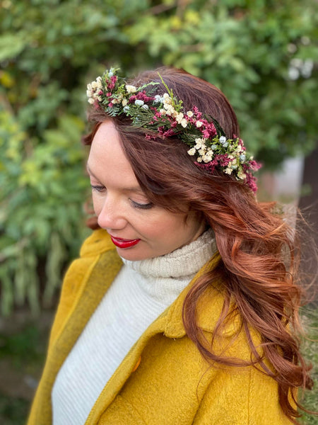 Natural woodland hair wreath Winter woodland headpiece Bridal accessories Christmas photoshoot Forest accessories Handmade Customisable