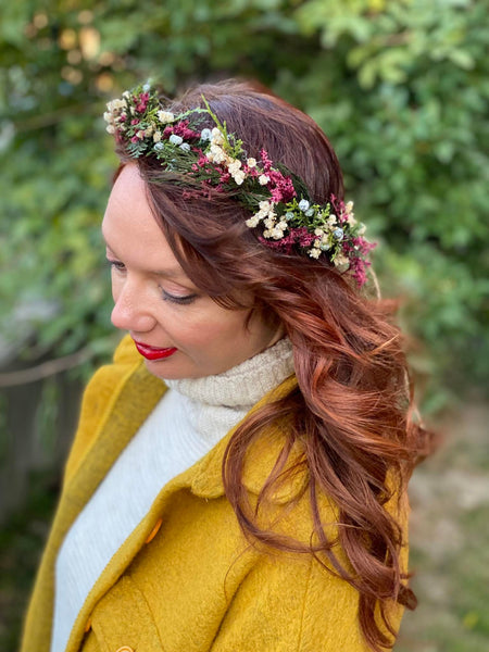 Natural woodland hair wreath Winter woodland headpiece Bridal accessories Christmas photoshoot Forest accessories Handmade Customisable