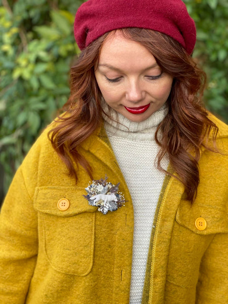 Xmas brooch with arctic fox Winter brooch Unique accessories Winter fairytale Christmas gift Brooch for coat Winter wedding Magaela handmade