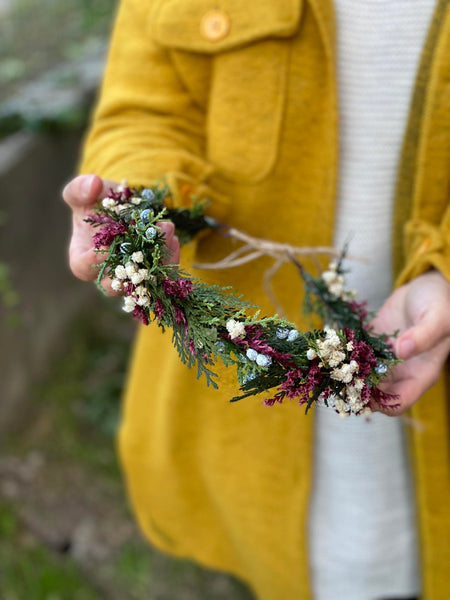 Natural woodland hair wreath Winter woodland headpiece Bridal accessories Christmas photoshoot Forest accessories Handmade Customisable