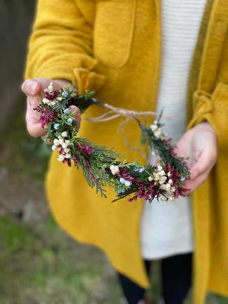 Natural woodland hair wreath Winter woodland headpiece Bridal accessories Christmas photoshoot Forest accessories Handmade Customisable