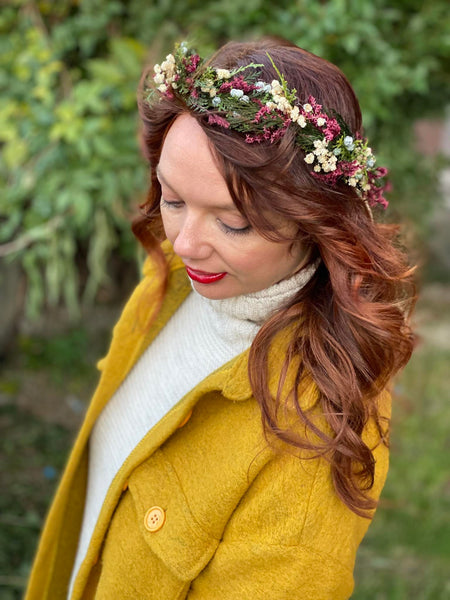 Natural woodland hair wreath Winter woodland headpiece Bridal accessories Christmas photoshoot Forest accessories Handmade Customisable