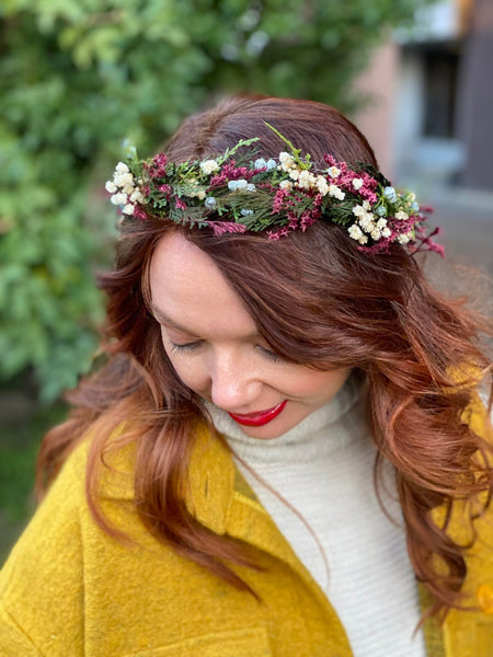 Natural woodland hair wreath Winter woodland headpiece Bridal accessories Christmas photoshoot Forest accessories Handmade Customisable