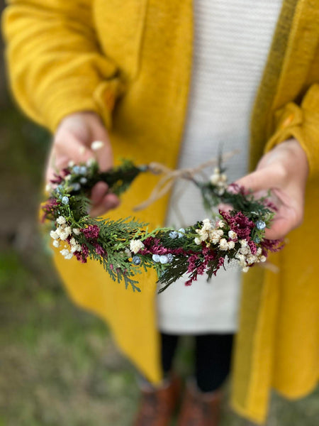 Natural woodland hair wreath Winter woodland headpiece Bridal accessories Christmas photoshoot Forest accessories Handmade Customisable