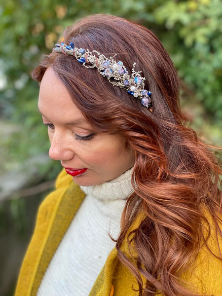Winter flower headband Blueberries hairband Bridal headpiece Flower girl Frozen berries Customisable headdress Magaela Jewelry Gift for her