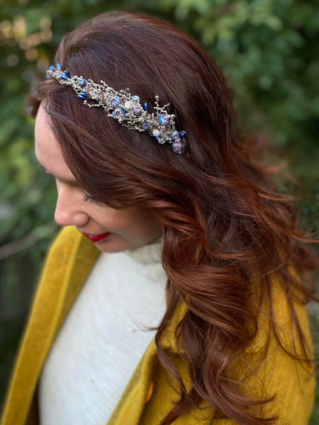 Winter flower headband Blueberries hairband Bridal headpiece Flower girl Frozen berries Customisable headdress Magaela Jewelry Gift for her