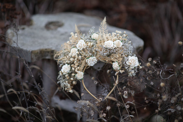 Ivory flower Frida Kahlo style crown