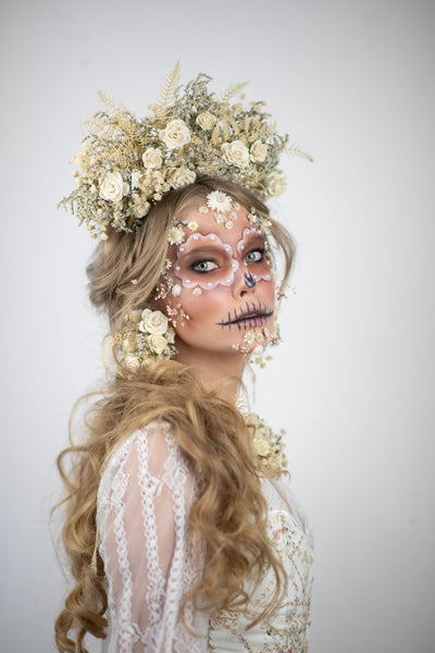 Ivory flower Frida Kahlo style crown