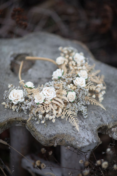 Ivory flower Frida Kahlo style crown