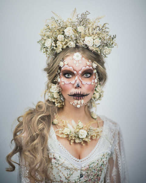 Ivory flower Frida Kahlo style crown