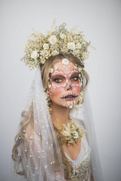 Ivory flower Frida Kahlo style crown