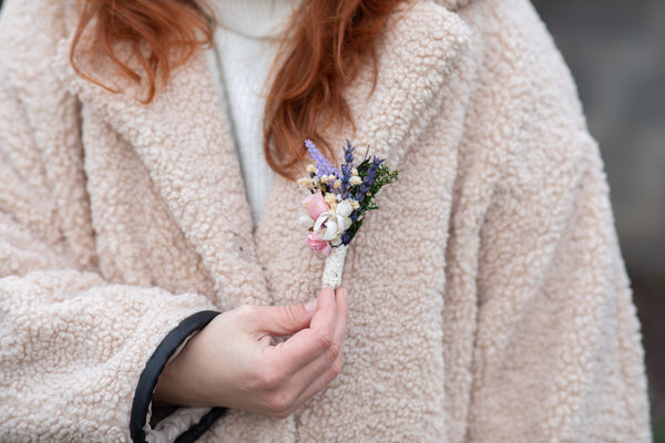 Romantic flower groom boutonniere Lavender and roses Wedding accessories Groomsmen boutonniere Groom's corsage Flower pin for jacket Magaela